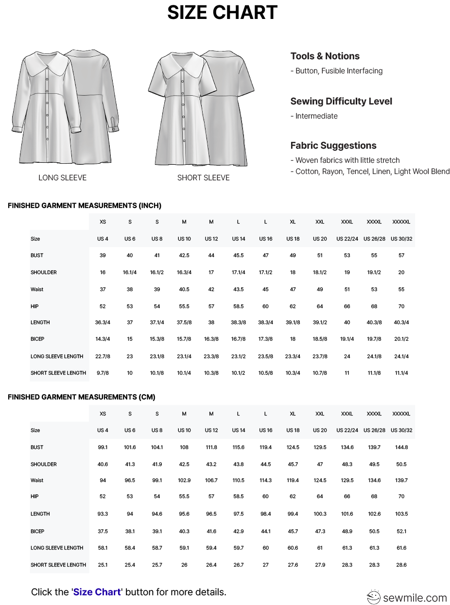 PDF Sewing Pattern [SMI-3101] Wide Collar Dress