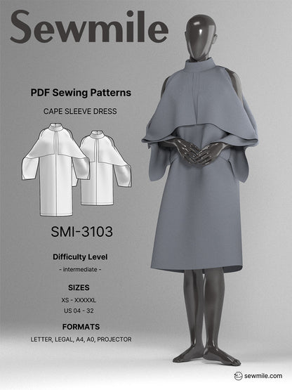 [SMI-3103] Cape Sleeve Dress