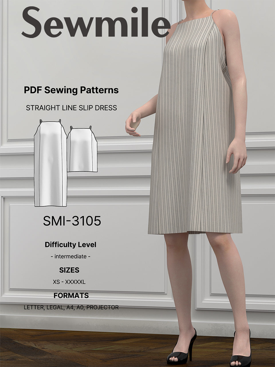 PDF Sewing Pattern [SMI-3105] Straight Line Slip Dress - Sewmile