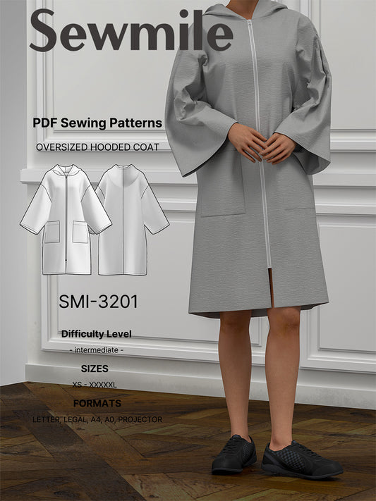 PDF Sewing Pattern [SMI-3201] Oversized Hooded Coat - Sewmile